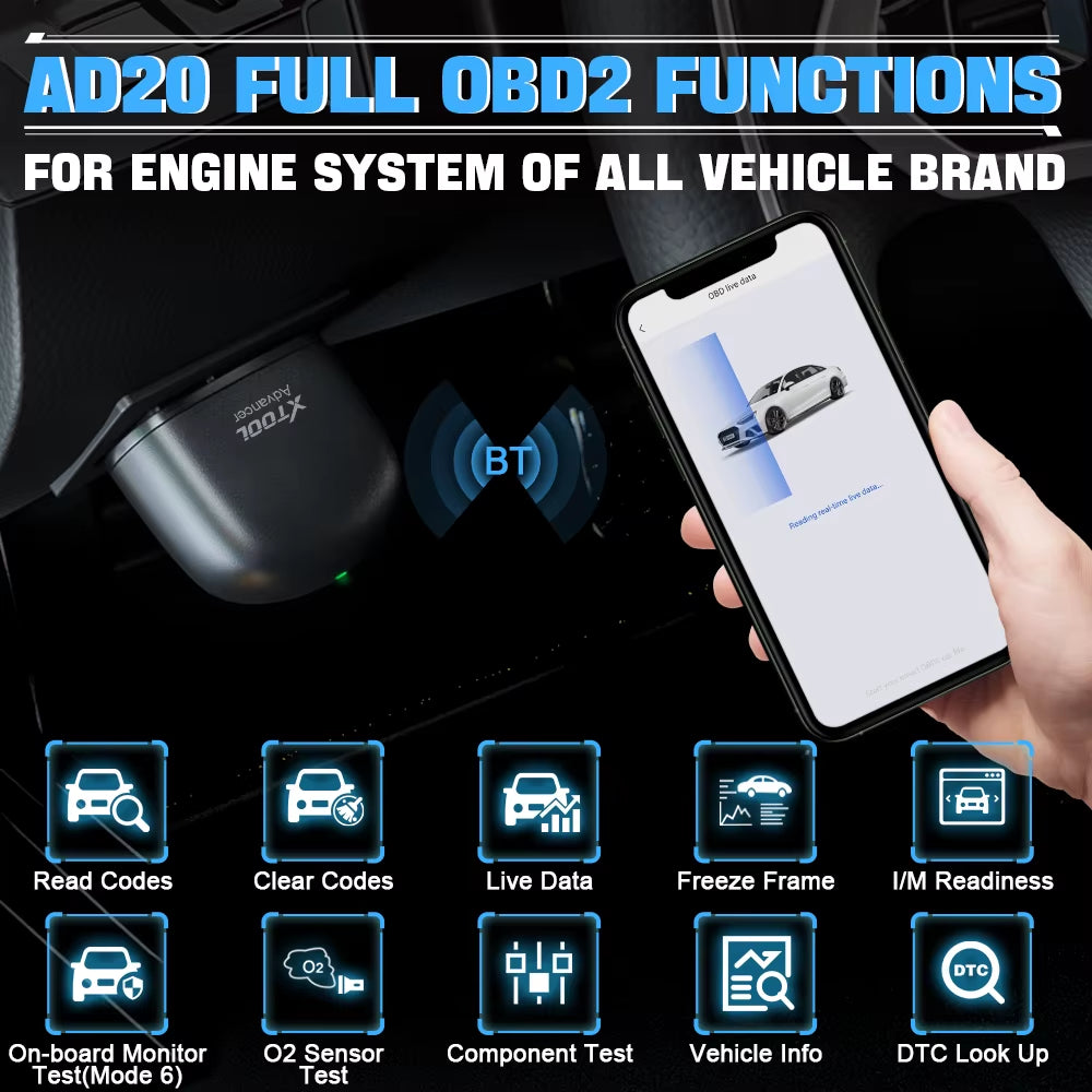Advancer AD20 OBD2 Scanner 2026 Ai-Assisted Tool Code Reader OBD 2 Diagnostic Tools Lifetime Free Updates Free Application
