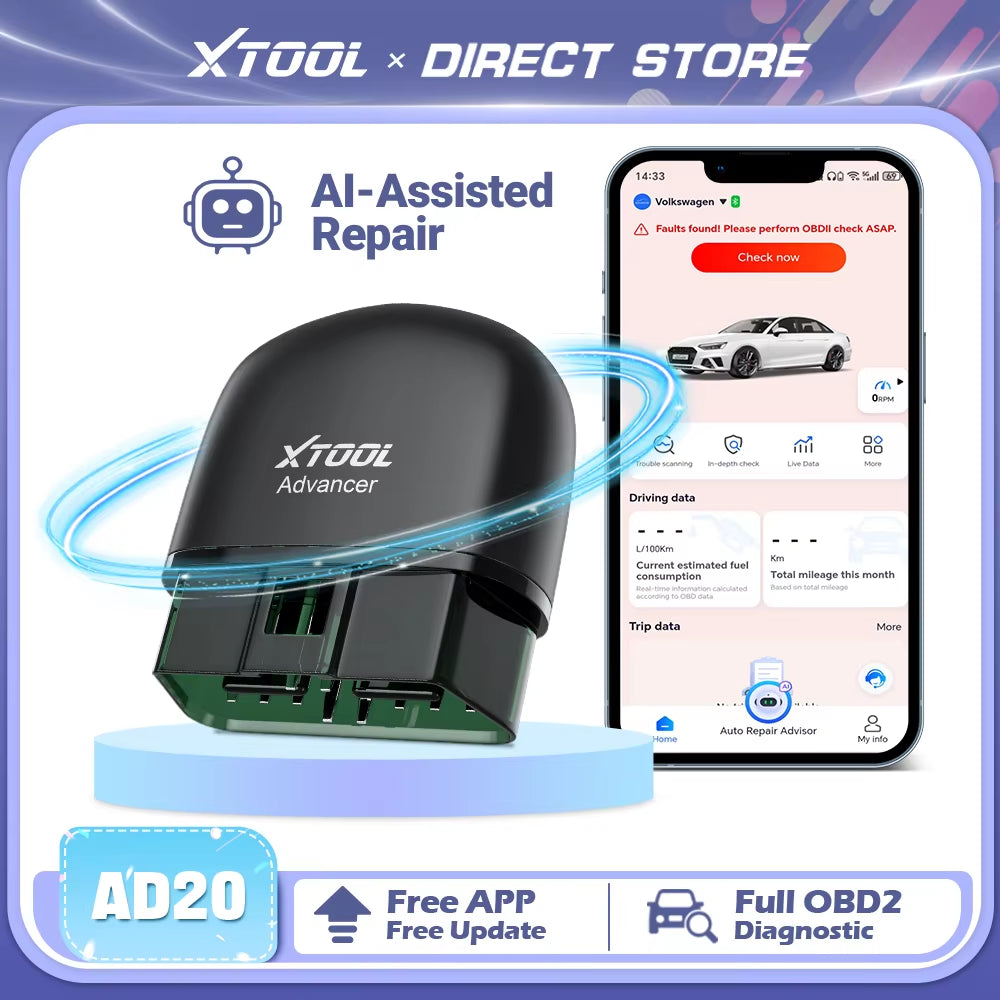 Advancer AD20 OBD2 Scanner 2026 Ai-Assisted Tool Code Reader OBD 2 Diagnostic Tools Lifetime Free Updates Free Application