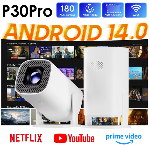 Android 14 Smart Mini Projector Supports 4K HD Video Wifi 6 BT5.0 Native 720P Home Theater Outdoor Portable Projector