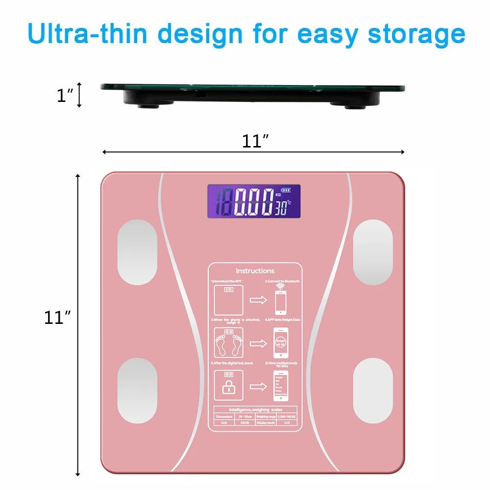 Bluetooth Smart Bathroom Scales for Body Weight Digital Scale Body Fat BMI Scale,Auto Body Composition Analyzer with Smartphone App,Best Fitness Weight Loss Scale Health Monitor-Rose Gold