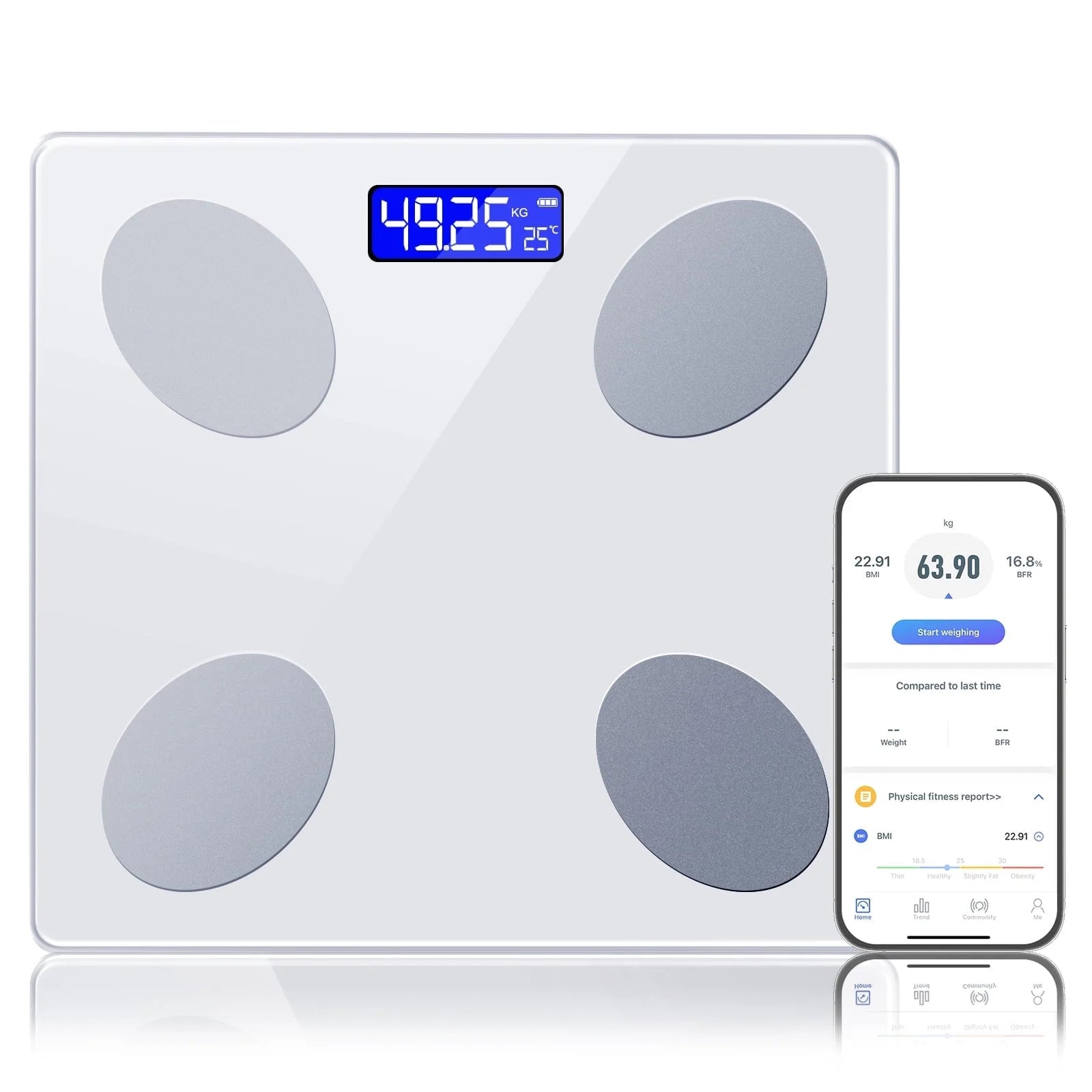Body Fat Scale, Bluetooth Smart Digital Weight Scale, Body Composition Monitor Health Analyzer with Smartphone App, 400 Lbs